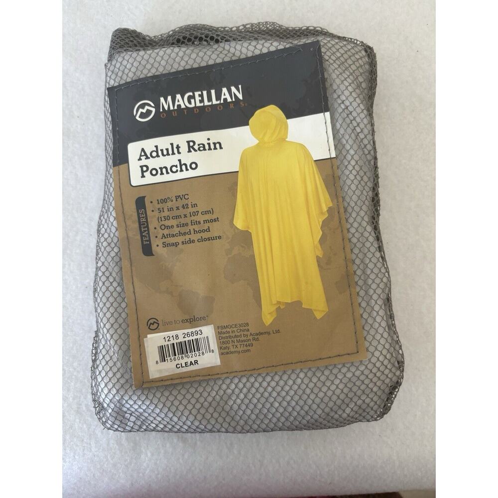 Magellan Outdoors Adult Rain Hooded Poncho 51"‎ x 42" One Size Hood Snap Clousre